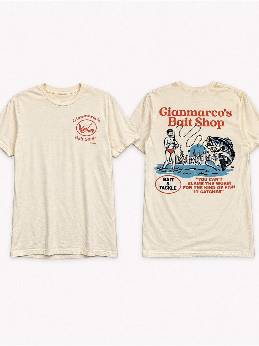 Gianmarco Soresi Bait Shop Graphic Tee Small Comedy Merch Fishing Shirt